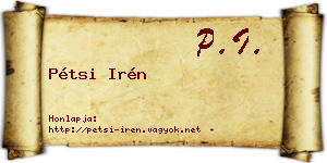 Pétsi Irén névjegykártya